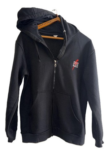 Buzo Speed Txl Algodón Con Frisa Con Capucha Spf Xl Negro Lisa - 2