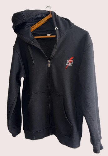 Buzo Speed Txl Algodón Con Frisa Con Capucha Spf Xl Negro Lisa - 4