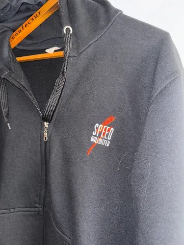 Buzo Speed Txl Algodón Con Frisa Con Capucha Spf Xl Negro Lisa - 5
