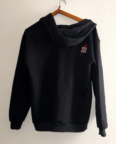 Buzo Speed Txl Algodón Con Frisa Con Capucha Spf Xl Negro Lisa - 6