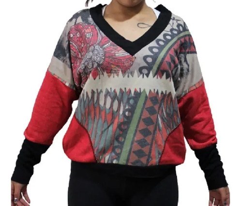 Buzo Tm Bousa Mujer Sweater Manga Murcielago Escote V M Terracota