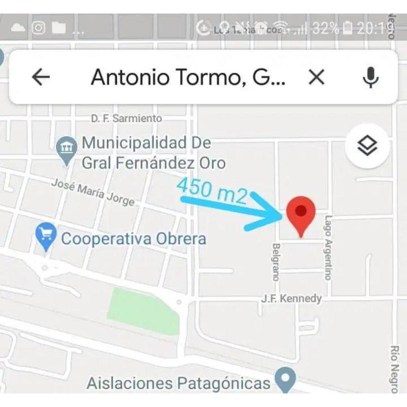 Venta de terreno en loteo Ken Lumar de General Fernández Oro Lote tiene 15  metros de frente por 30 