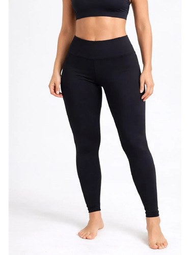 Calza Deportiva Mujer Negra T-l Tiro Alto Licra Big Fine Negro Liso L