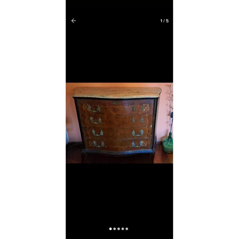 Antigua Comoda Luis Xv Tapa Marmol Italiano