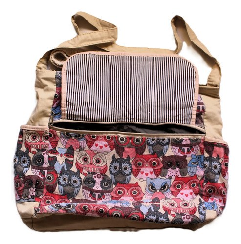 Cartera Beige Buho Gabardina Gruesa Bolsillos Liviana Beige Búho - 2