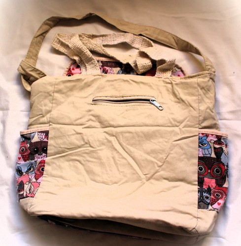 Cartera Beige Buho Gabardina Gruesa Bolsillos Liviana Beige Búho - 5