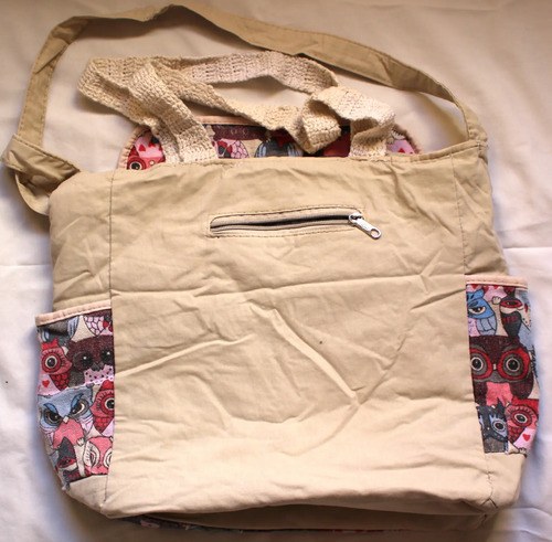 Cartera Beige Buho Gabardina Gruesa Bolsillos Liviana Beige Búho - 7