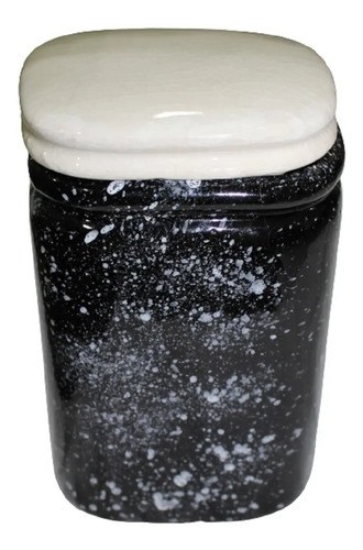 Frasco De Loza Negro C Tapa Blanca 20 Cm X 10 Cm X 12 Cm Negro