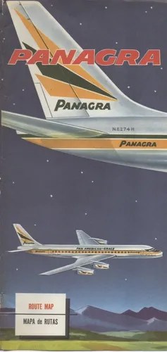 Antiguo Folleto Desplegable Panagra Mapa Rutas Linea Aerea