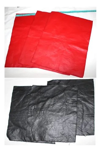 Juego Mantel 6 Individuales Cuerina 3 Color Rojo Y 3 Negro Rojo Liso