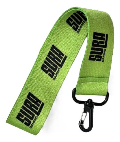 Llavero Cinta Verde Sura Gaming 21cm Mosqueton Negro Verde Claro