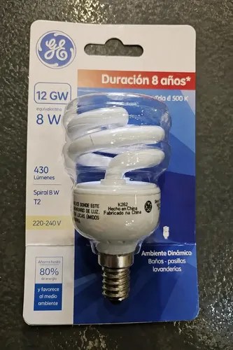 Lampara Espiralada E14 8w General Electric Luz Fria 6500k Blanco Frío