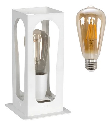 Lampara Velador Escritorio Ferrolux Fano Led Metal Blanco E27