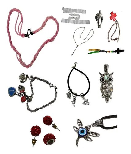 Lote Tobillera Pulsera Dije Aros Todo Lista Precio Publicado Plateado 45.72 Cm