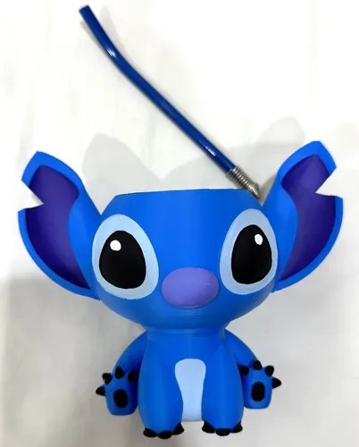 Mate Tereré Stitch Polímero Con Bombilla Incluida Celeste Celeste Stitch