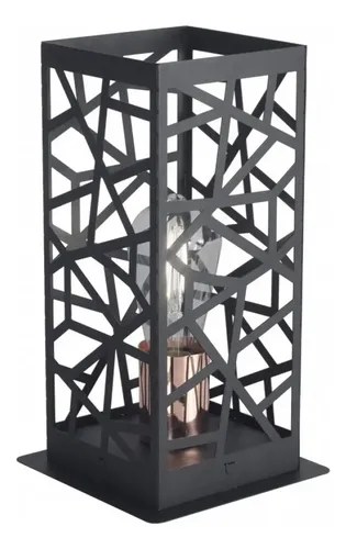 Lámpara Velador Catania Ferrolux Metal Negro Para Escritorio Y Mesa