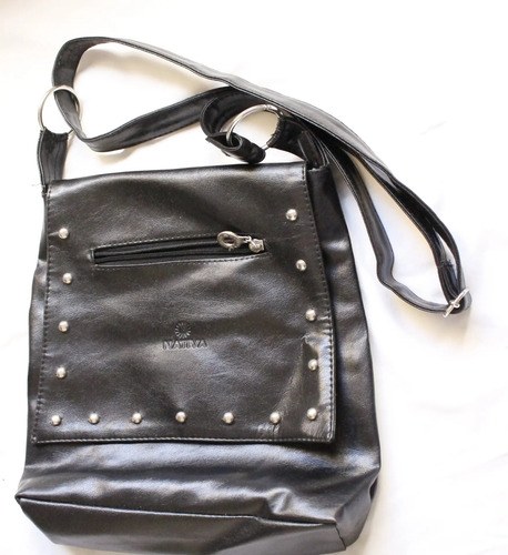 Morral Cartera Negro Símil Cuero Piu Excelente Negro Liso Níquel - 4