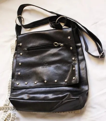 Morral Cartera Negro Símil Cuero Piu Excelente Negro Liso Níquel - 5