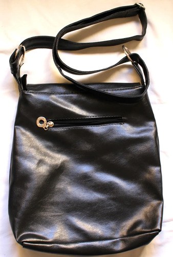 Morral Cartera Negro Símil Cuero Piu Excelente Negro Liso Níquel - 7