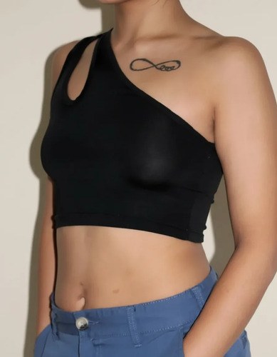 Musculosa Top Lycra Negro T S Para Busto 85 A 90 Impecable Negro Lisa S - 2