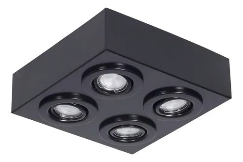 Plafón Spot Aplicar Techo Valencia 4 Luces Dicro Gu10 Movil Color Negro