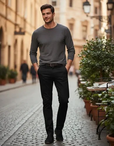 Pantalon El Don De Gabardina Negro Elastizado Hombre Negro Liso 30 S