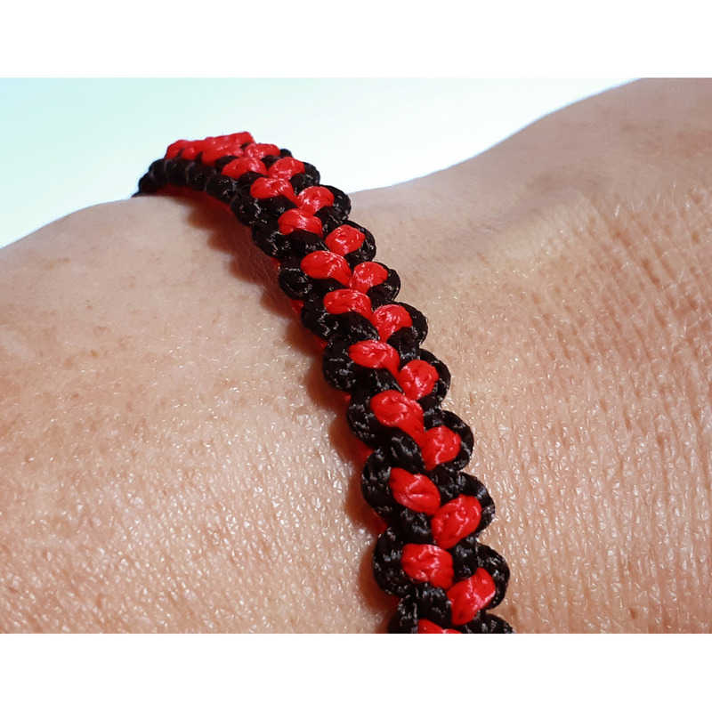 Pulsera Unisex Hilo Dos Colores Rojo Negro - 6