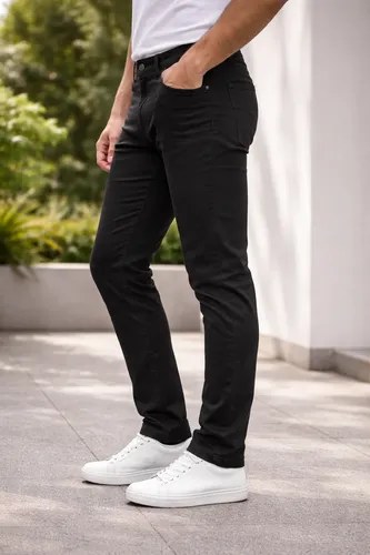Pantalon El Don De Gabardina Negro Elastizado Hombre Negro Liso 30 S - 4