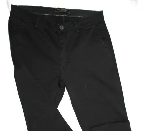 Pantalon El Don De Gabardina Negro Elastizado Hombre Negro Liso 30 S - 7
