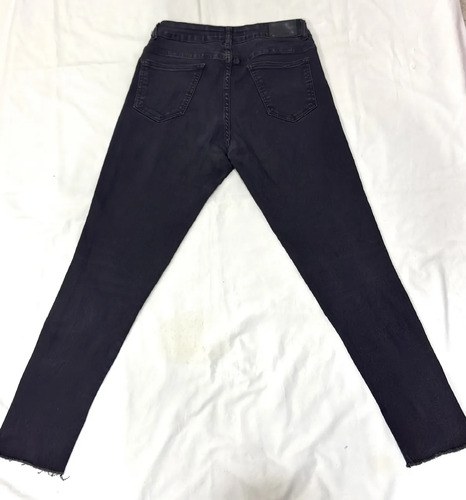 Pantalon Jeans Mujer Negro T-44 Skinny Elastizado Tiro Alto Negro Liso L - 7