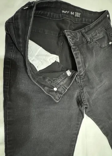 Pantalon Jeans Mujer Negro T-44 Skinny Elastizado Tiro Alto Negro Liso L - 9