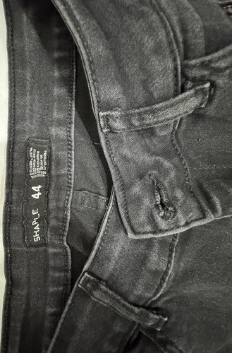 Pantalon Jeans Mujer Negro T-44 Skinny Elastizado Tiro Alto Negro Liso L - 10