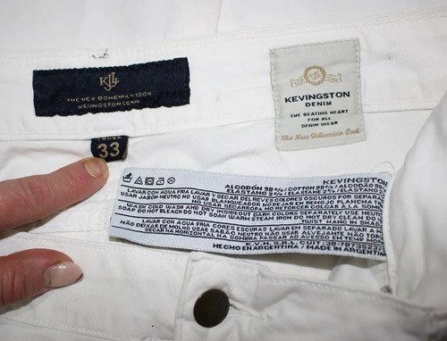Pantalón Jean Blanco. Kevingston Elastizado T 44 Chupín. L Blanco Liso L - 5