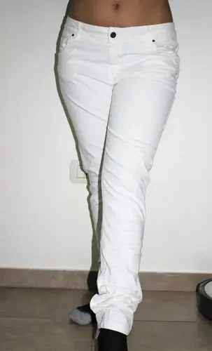 Pantalón Jean Blanco. Kevingston Elastizado T 44 Chupín. L Blanco Liso L - 7