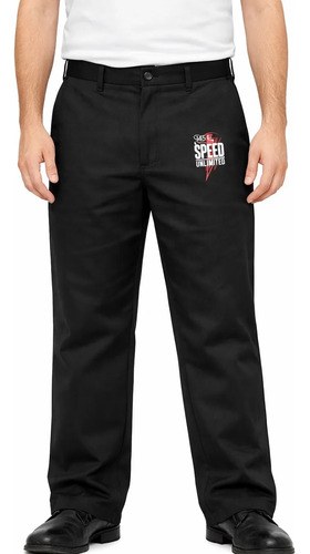 Pantalón Negro De Gabardina De Hombre Speed Unlimited T48 Negro Liso 48 - 3