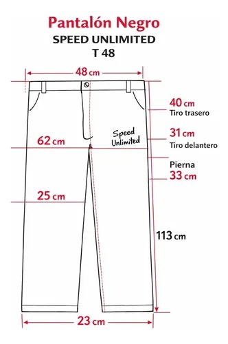 Pantalón Negro De Gabardina De Hombre Speed Unlimited T48 Negro Liso 48 - 8