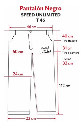 Pantalón Negro Hombre Marca Speed Unlimited, Gabardina 100% Negro Liso 46 - 2