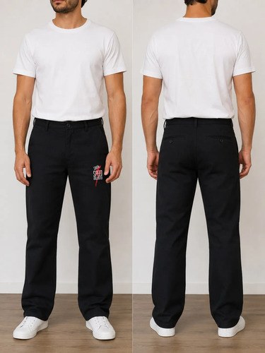 Pantalón Negro Hombre Marca Speed Unlimited, Gabardina 100% Negro Liso 46 - 3