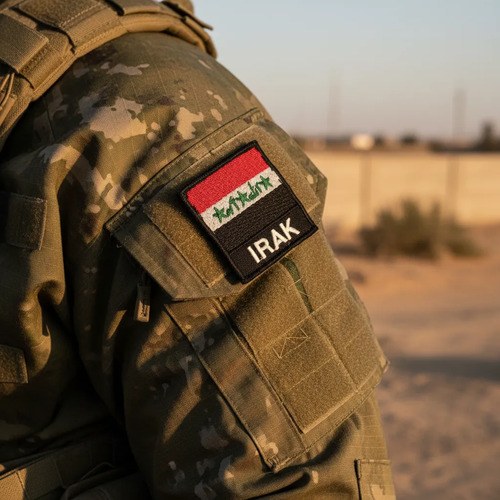 Parche Textil Bordado Irak Bandera Para Ropa Mochila Negro Estampado