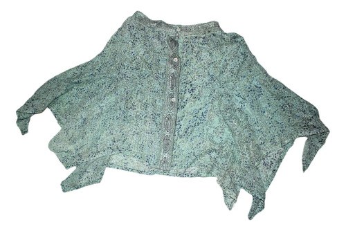 Pollera Bambula 100% Algodón Modelo Picos T.l Verde Claro Rayas L