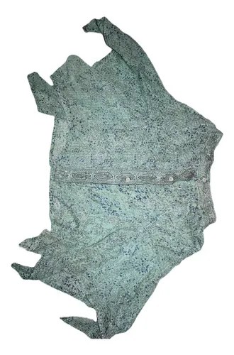 Pollera Bambula 100% Algodón Modelo Picos T.l Verde Claro Rayas L - 4