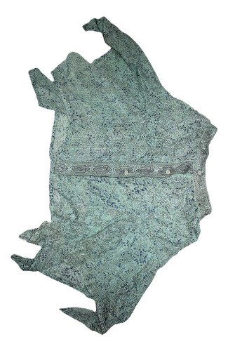 Pollera Bambula 100% Algodón Modelo Picos T.l Verde Claro Rayas L - 5