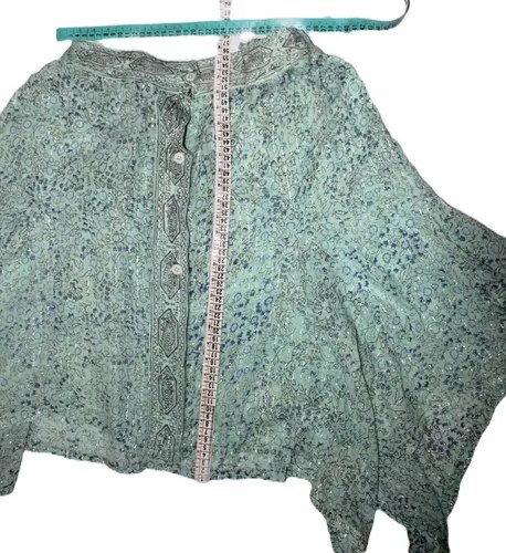 Pollera Bambula 100% Algodón Modelo Picos T.l Verde Claro Rayas L - 7