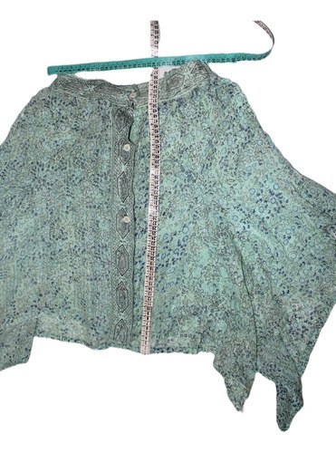 Pollera Bambula 100% Algodón Modelo Picos T.l Verde Claro Rayas L - 8