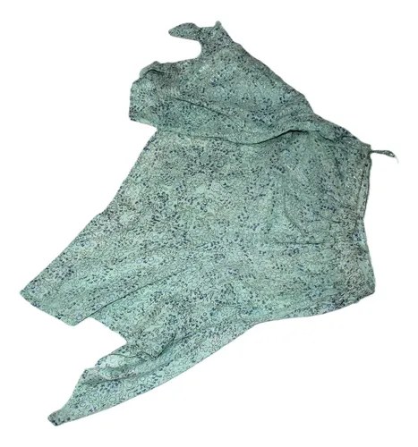 Pollera Bambula 100% Algodón Modelo Picos T.l Verde Claro Rayas L - 9