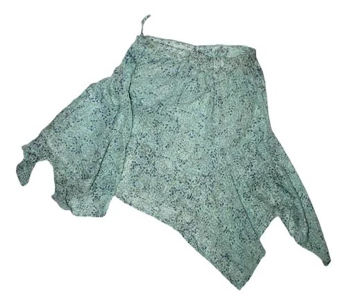 Pollera Bambula 100% Algodón Modelo Picos T.l Verde Claro Rayas L - 10