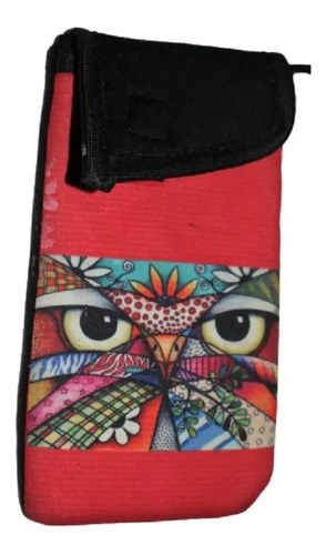Porta Celular O Monedero De Neoprene Buho Rojo