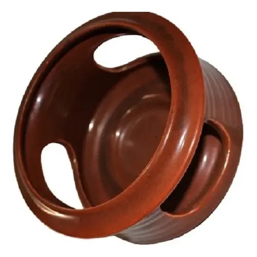 Posa Velon Ceramico Tieneun Detalle Diametro 15 Cm Altura 7c Marrón Oscuro