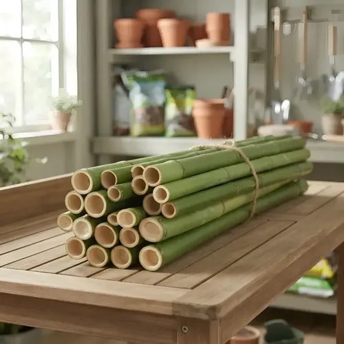 20 Tutores De Caña De Bambú 140cm X 3 A 4cm Verde