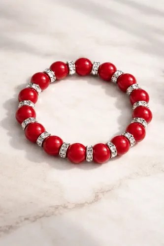 Pulsera Elástica - Piedras bordo Y Strash Bordó 50.8 Cm
